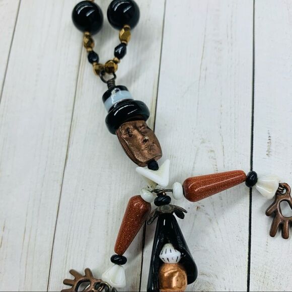Artisan Coffee Man Beaded Necklace - Picture 3 of 5